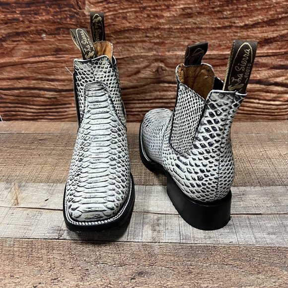 Men's Wéstern Vaquero Half boot PYTHON Print Leather Botin punta cuadrada - Picture 6 of 6